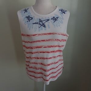 2/$15 CB Casual Sleeveless Star Stripe Top